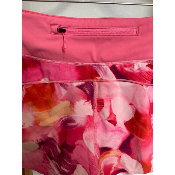 Athleta Run With It Shorts Activewear Mid Rise Floral Pink Size Small - Picture 7 of 10